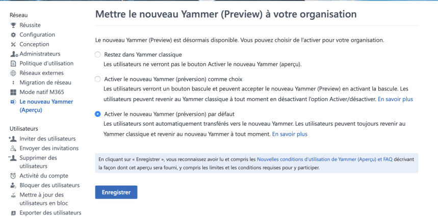 Yammer choix